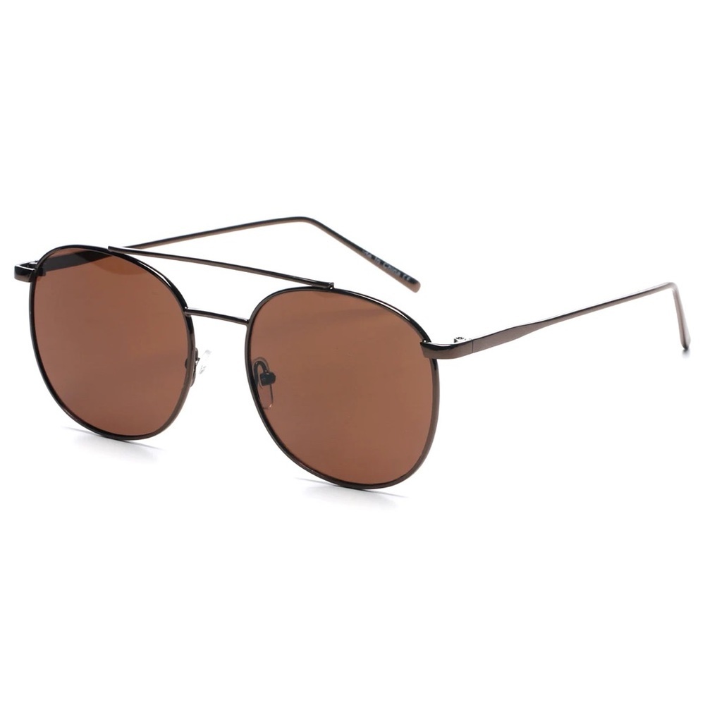 Aviator Circle Round Brow-Bar Sunglasses